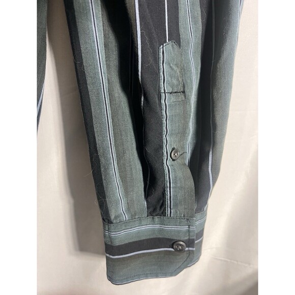 Vtg 90’s Alexander Julian Colours Y2K Striped Black/Green Button Down Shirt XL - Picture 3 of 7